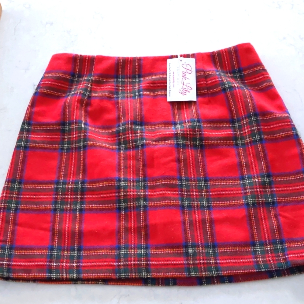 Red plaid skirt